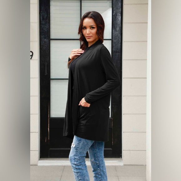 Basic Bae Full Size Open Front Long Sleeve Cardigan with Pockets - Picture 8 of 15